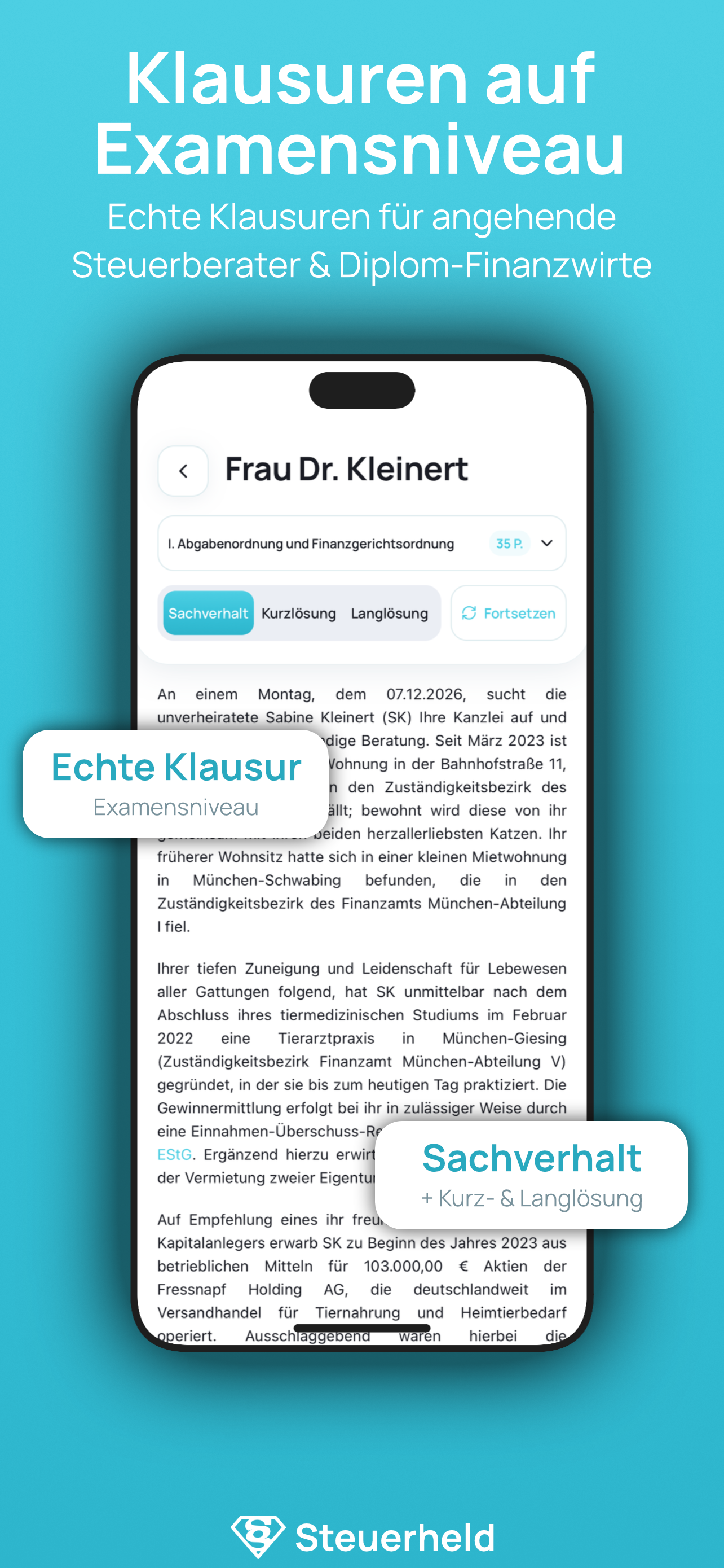 Examen-Klausur mit vollständigem Sachverhalt